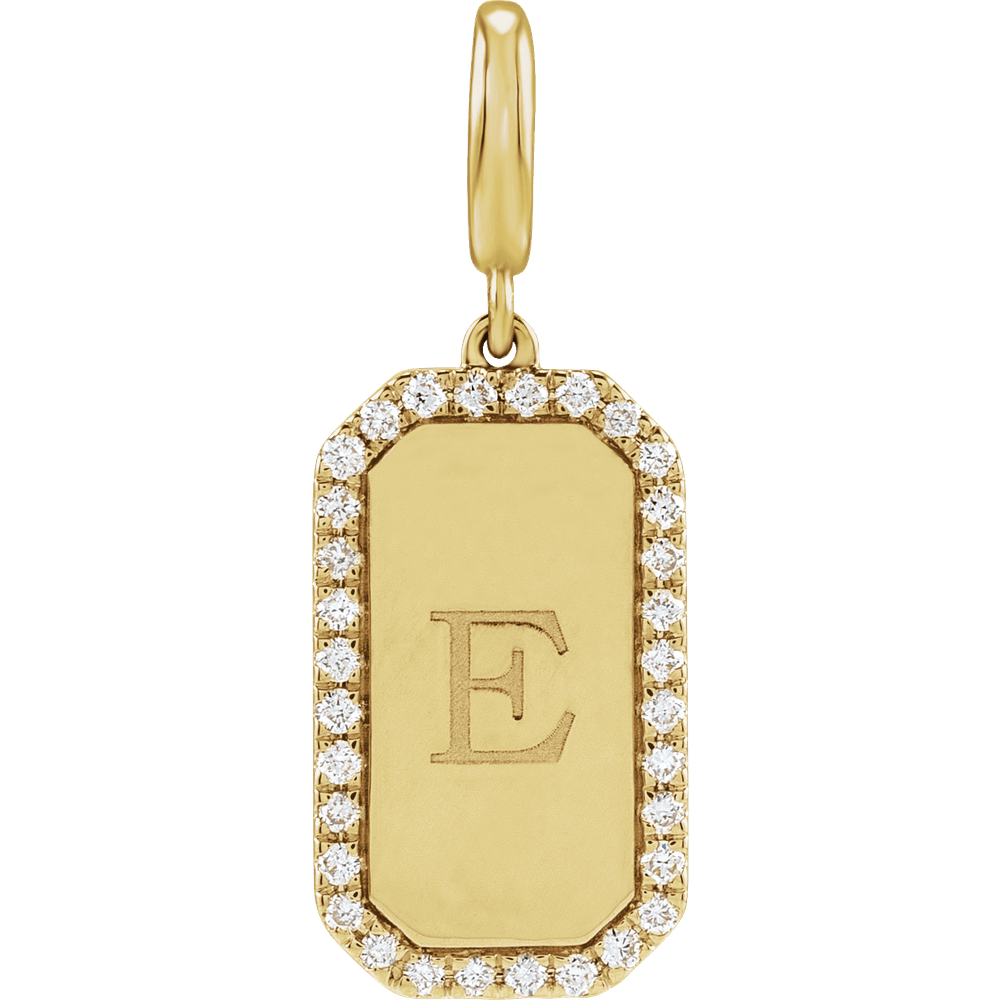 Diamond Initial Dog Tag Charm