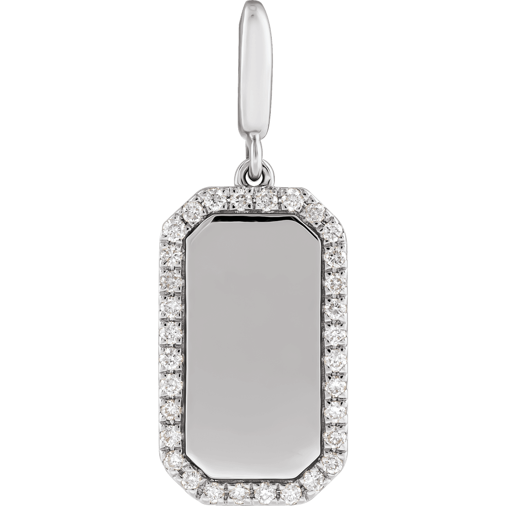 Diamond Initial Dog Tag Charm