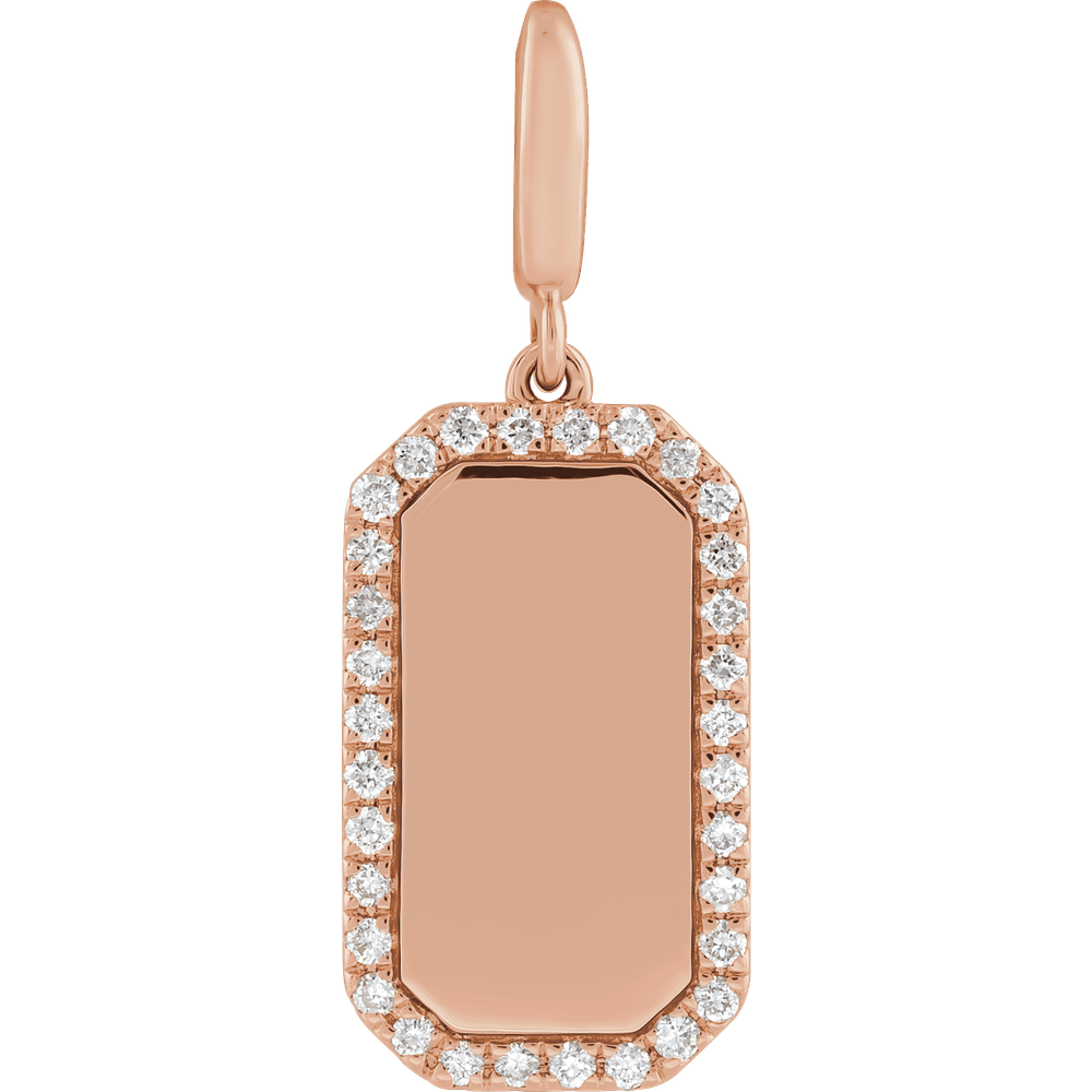 Diamond Initial Dog Tag Charm