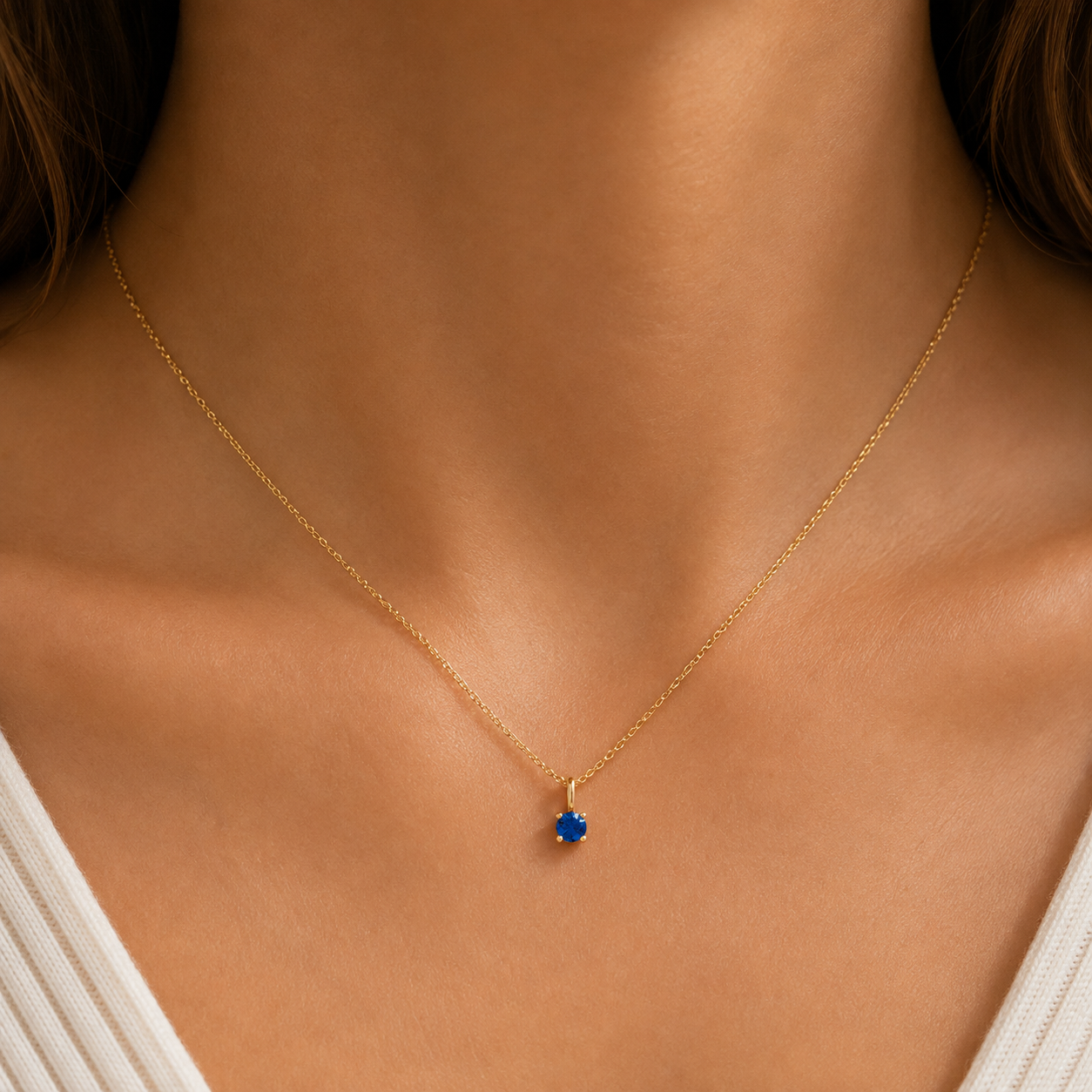 Blue Sapphire Solitaire Charm